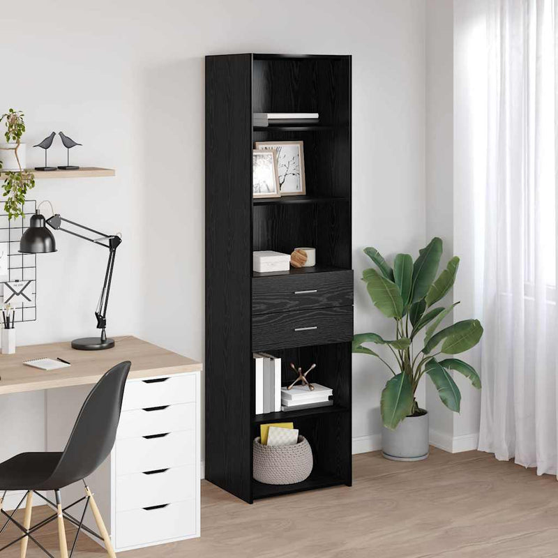 Bufet Stejar Negru 50 x 42,5 x 185 cm Lemn prelucrat