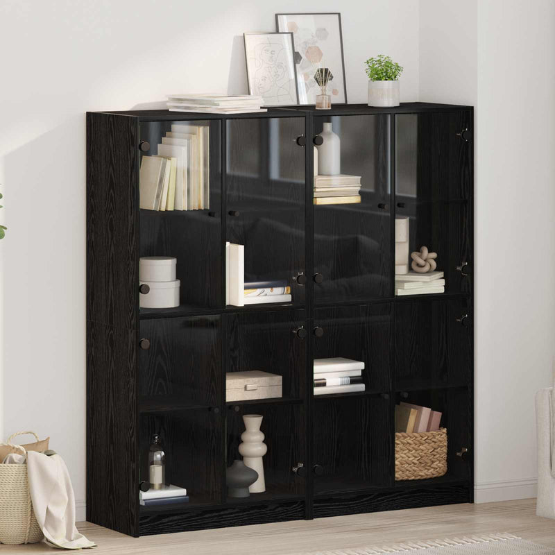Bufet 2 buc. Stejar Negru 68 x 37 x 142 cm Lemn prelucrat