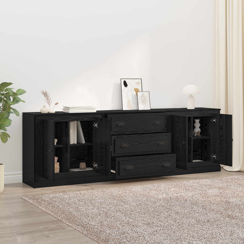 Bufeturi 3 buc. Stejar Negru 210 x 35,5 x 67,5 cm