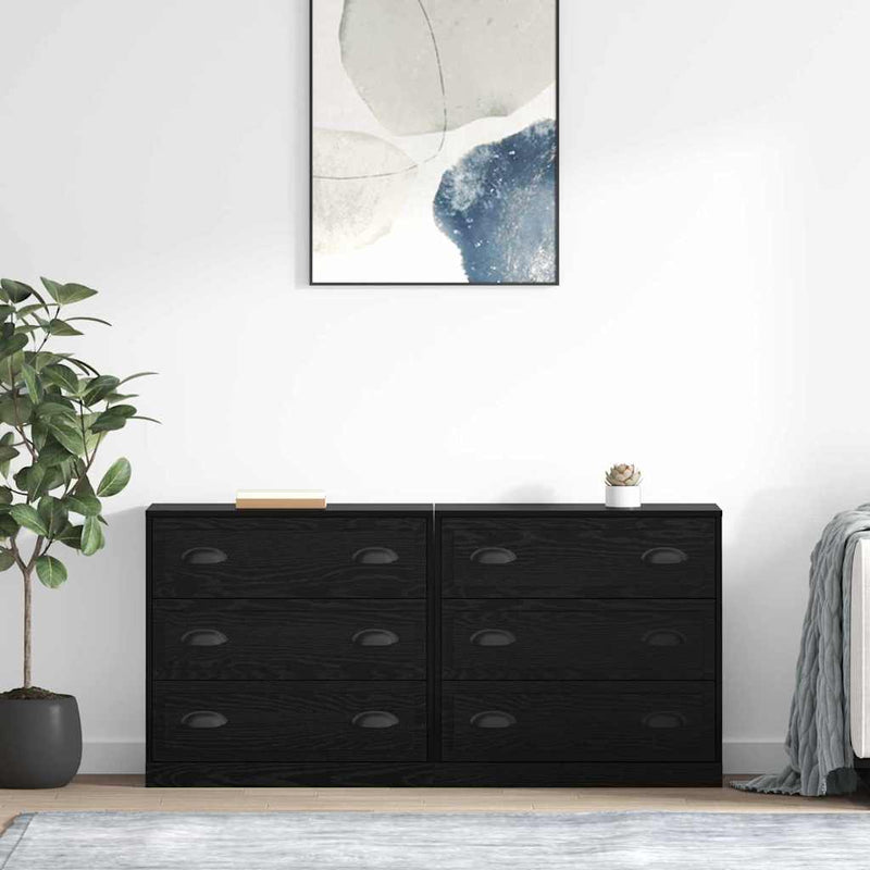 Bufeturi 2 buc. Stejar Negru 70 x 35,5 x 67,5 cm Lemn prelucrat