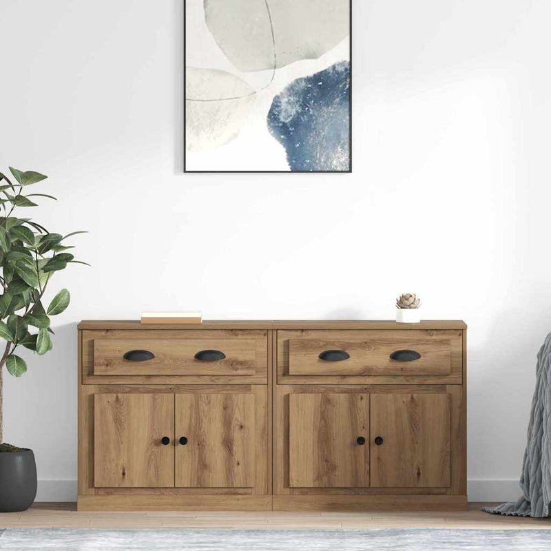 Bufeturi 2 buc. Stejar Artizanal 70 x 35,5 x 67,5 cm