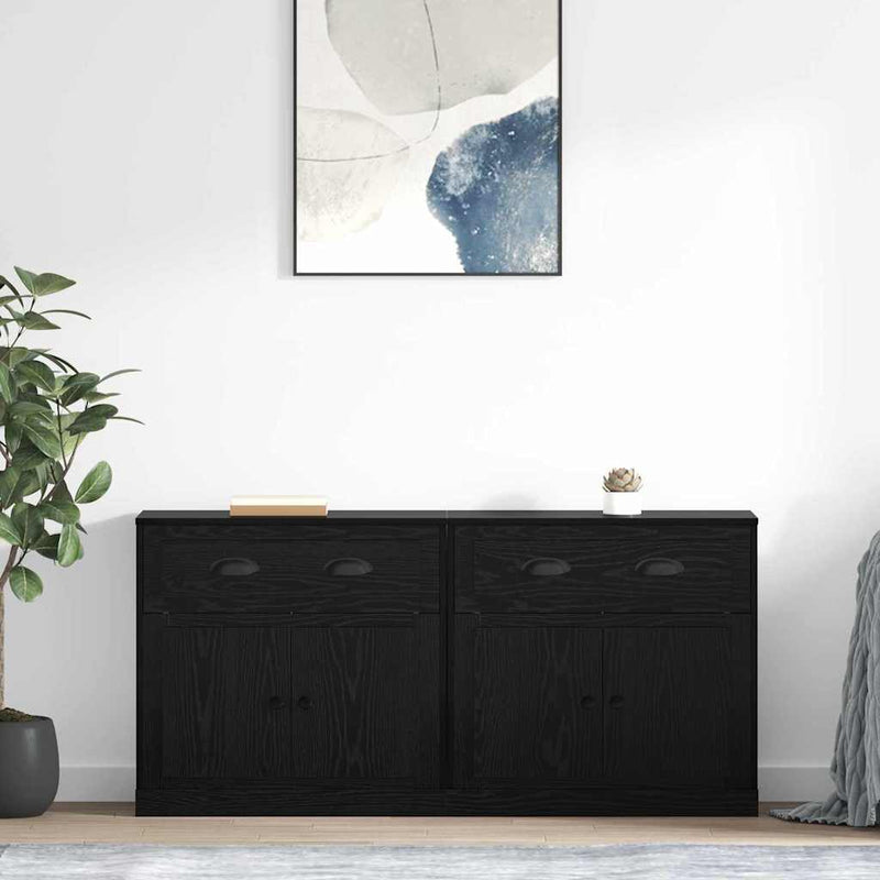 Bufeturi 2 buc. Stejar Negru 70 x 35,5 x 67,5 cm Lemn prelucrat