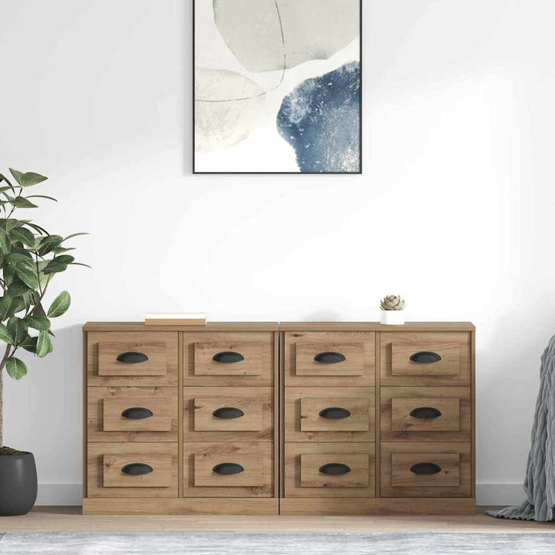 Bufeturi 2 buc. Stejar Artizanal 70 x 35,5 x 67,5 cm