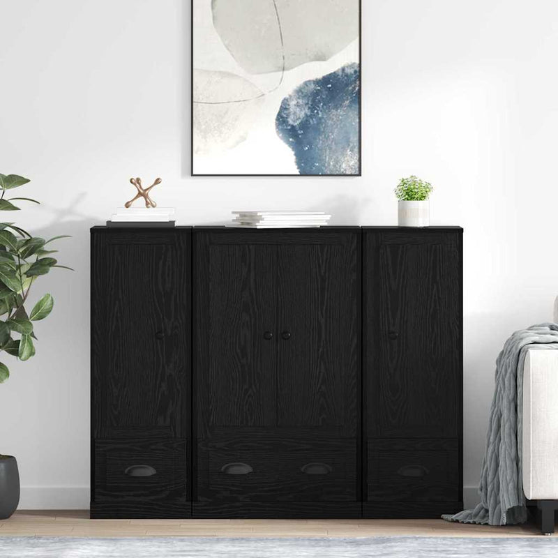 Bufet 3 buc. Stejar Negru 132 x 35,5 x 103,5 cm Lemn prelucrat