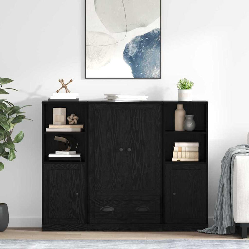 Bufet 3 buc. Stejar Negru 132 x 35,5 x 103,5 cm Lemn prelucrat