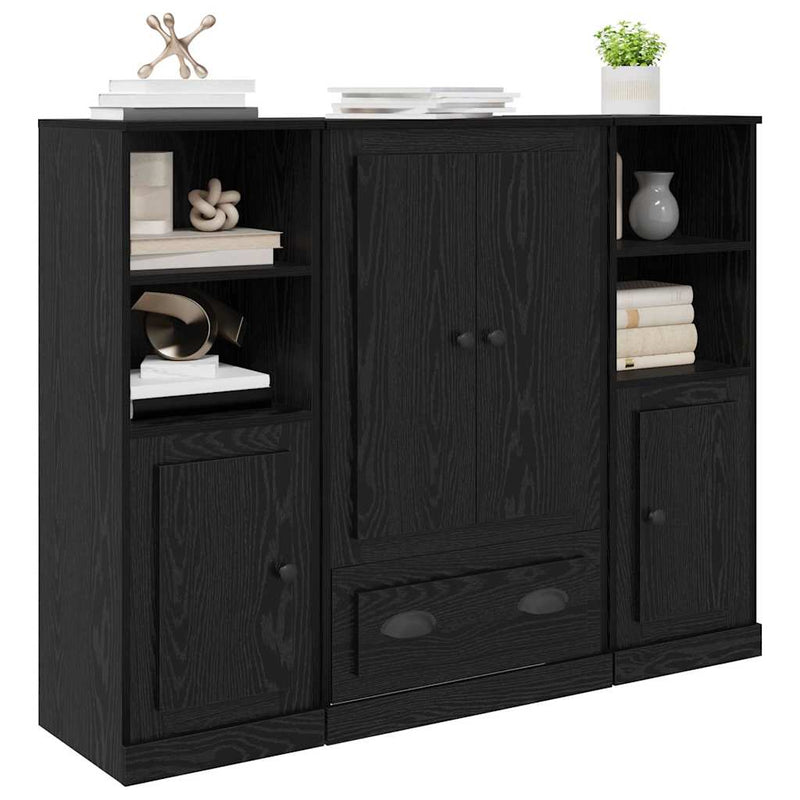Bufet 3 buc. Stejar Negru 132 x 35,5 x 103,5 cm Lemn prelucrat