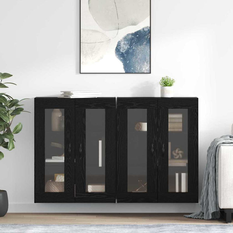 Dulapuri de perete 2 buc. Stejar Negru 69,5 x 34 x 90 cm
