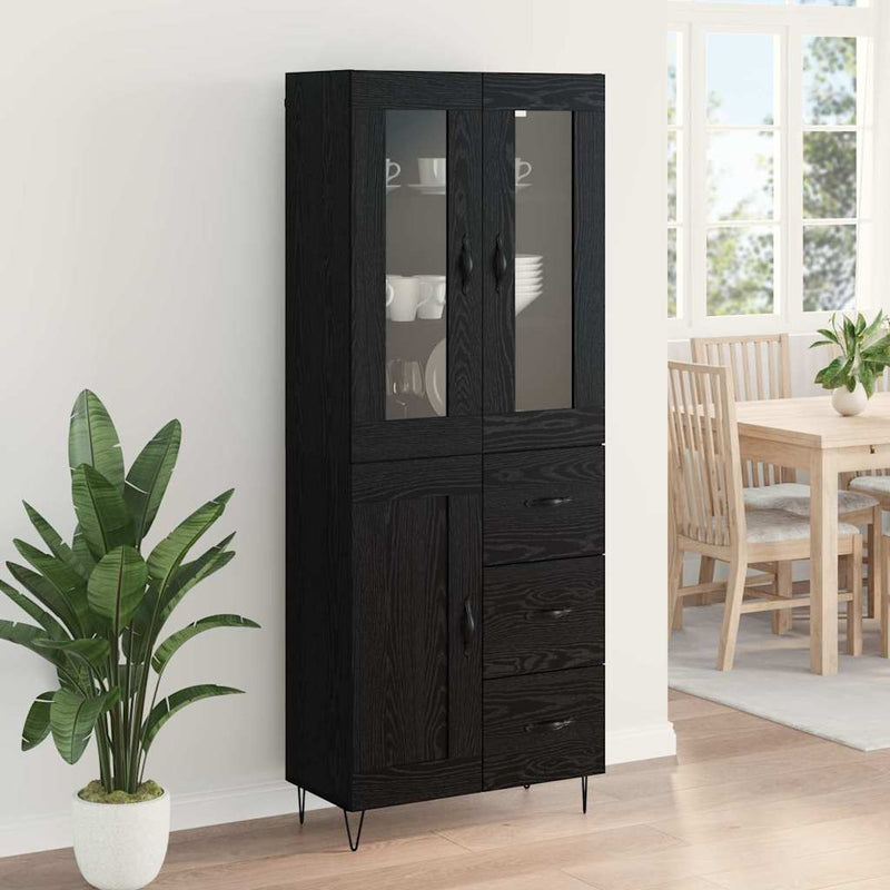 Bufet Stejar Negru 69,5 x 34 x 90 cm Lemn prelucrat