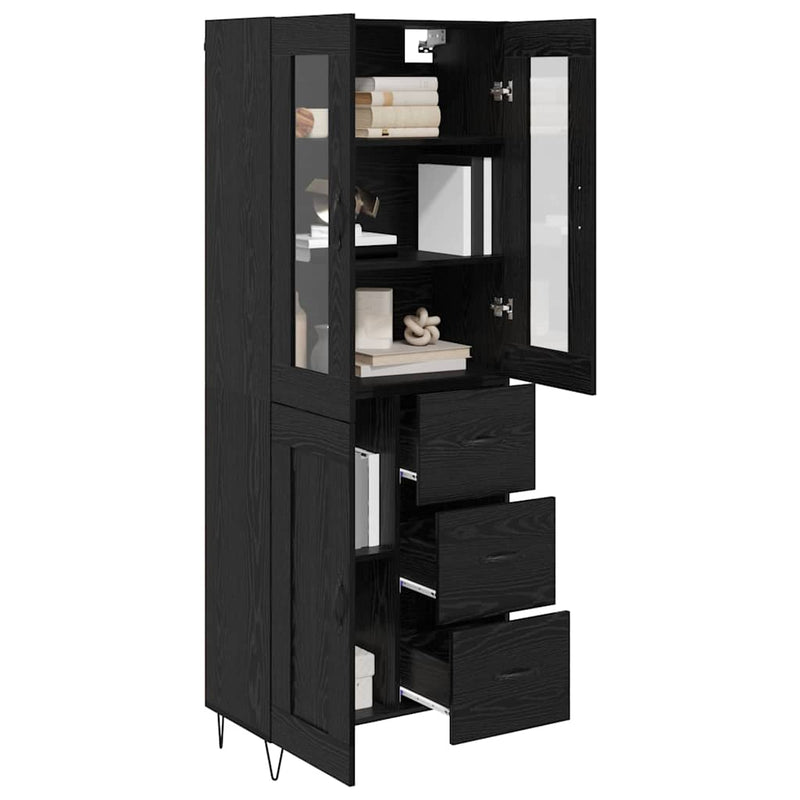 Bufet Stejar Negru 69,5 x 34 x 90 cm Lemn prelucrat