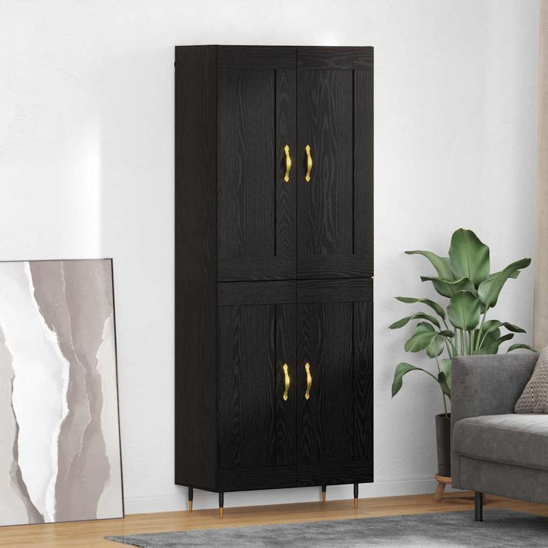 Bufet Stejar Negru 69,5 x 34 x 90 cm Lemn prelucrat