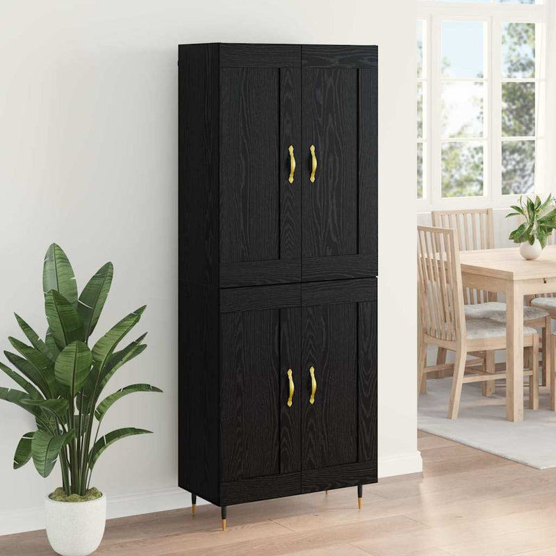 Bufet Stejar Negru 69,5 x 34 x 90 cm Lemn prelucrat