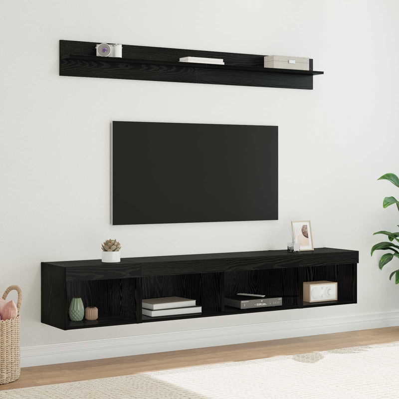 Set Dulap pentru Televizor Montat pe Perete 5 buc. Stejar Negru