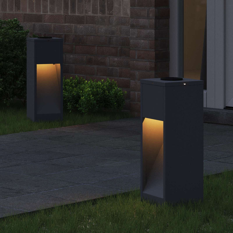 Lampa de parcurs LED solar 2 buc. Alb cald 18 x 18 x 50 cm