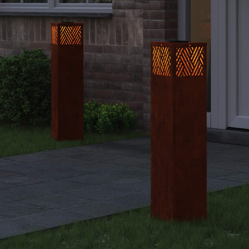 Lumină LED Solară pentru Alei 2 buc. Alb cald 18 x 18 x 80 cm