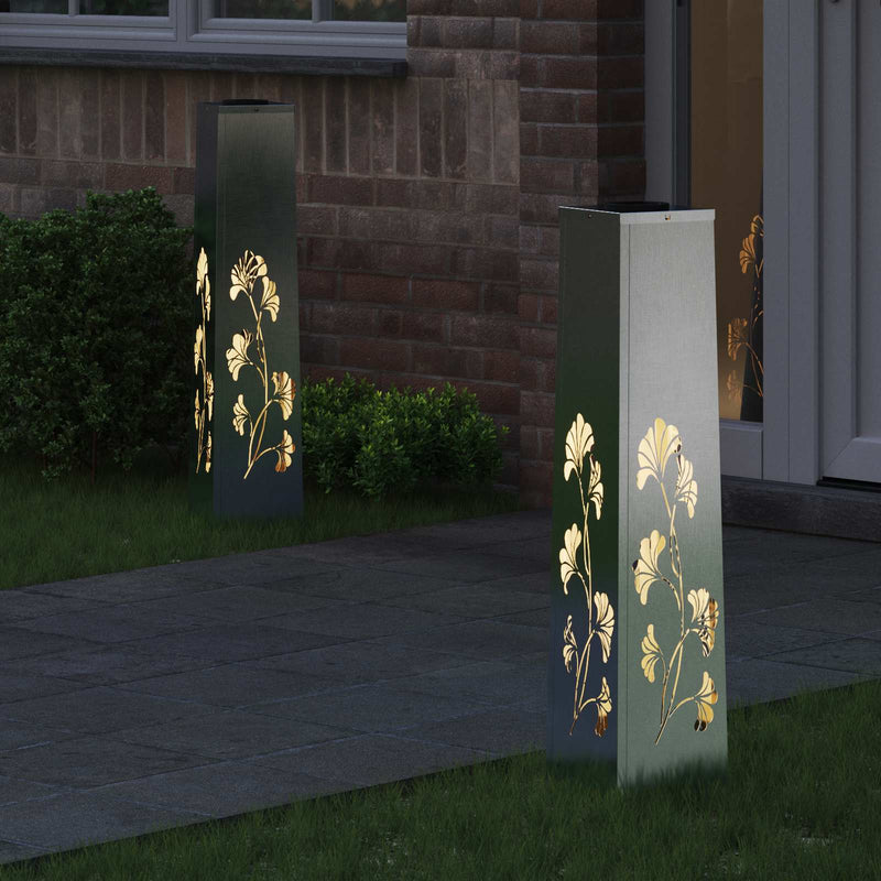 Lumină LED Solară pentru Alei 2 buc. Alb cald 18 x 18 x 80 cm