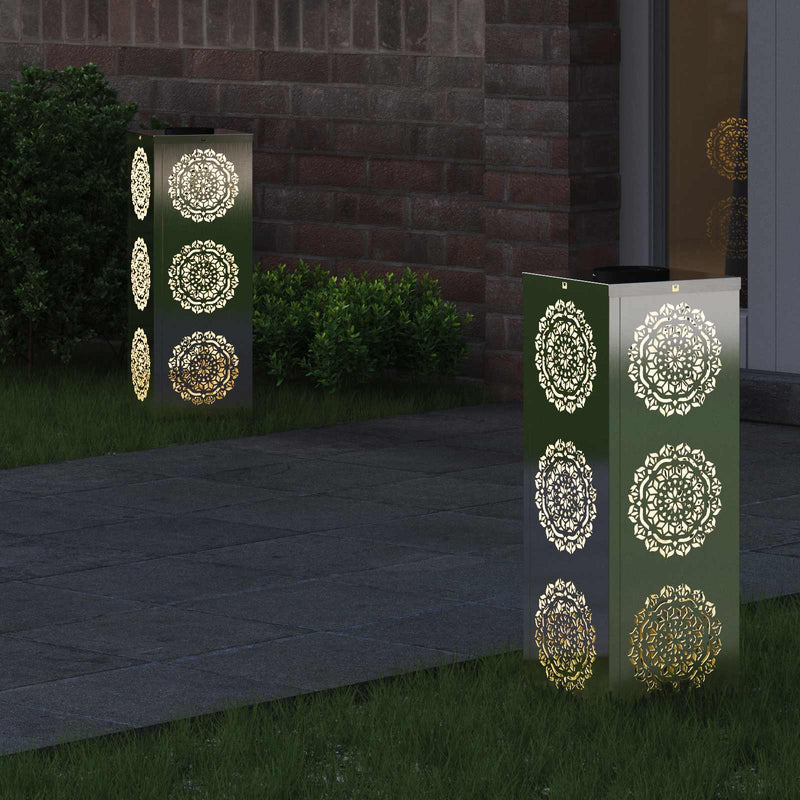 Lumină LED Solară pentru Alei 2 buc. Alb cald 18 x 18 x 50 cm