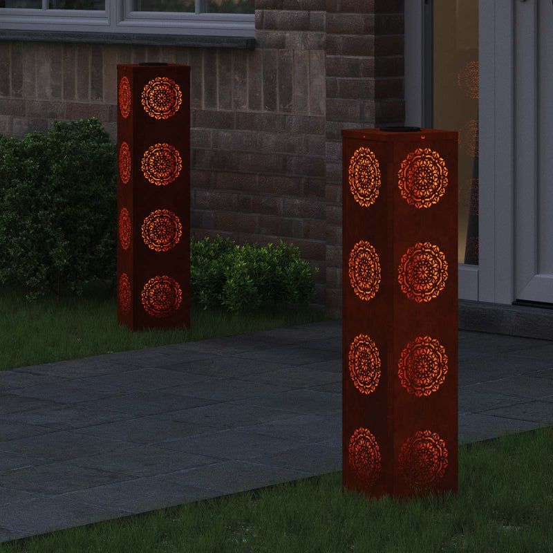Lumină LED Solară pentru Alei 2 buc. Alb cald 18 x 18 x 80 cm