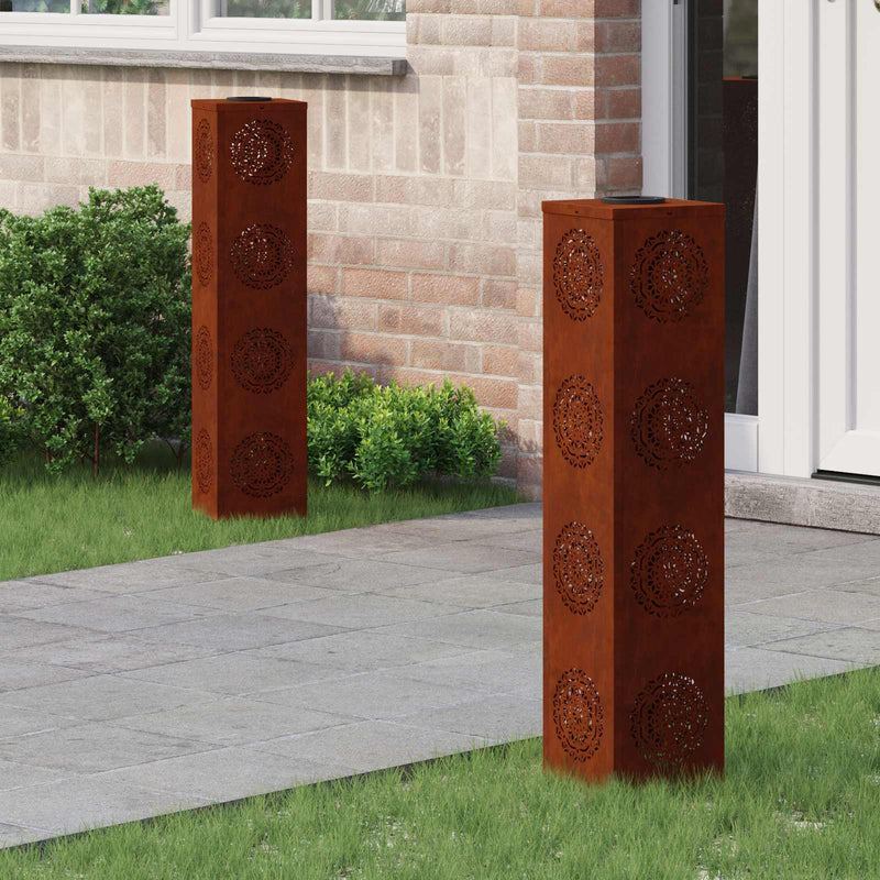 Lumină LED Solară pentru Alei 2 buc. Alb cald 18 x 18 x 80 cm