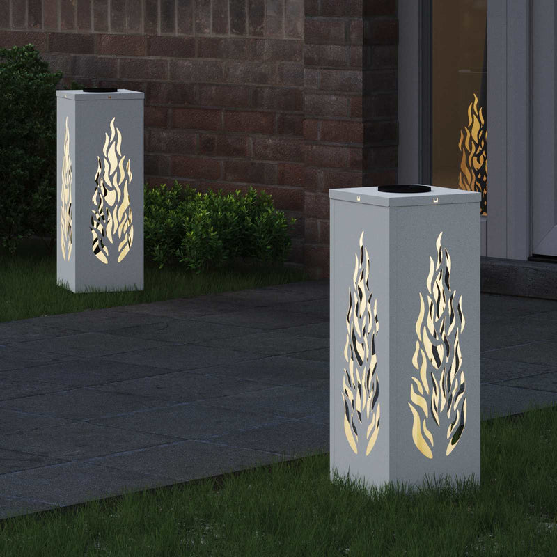 Lumină LED Solară pentru Alei 2 buc. Alb cald 18 x 18 x 50 cm