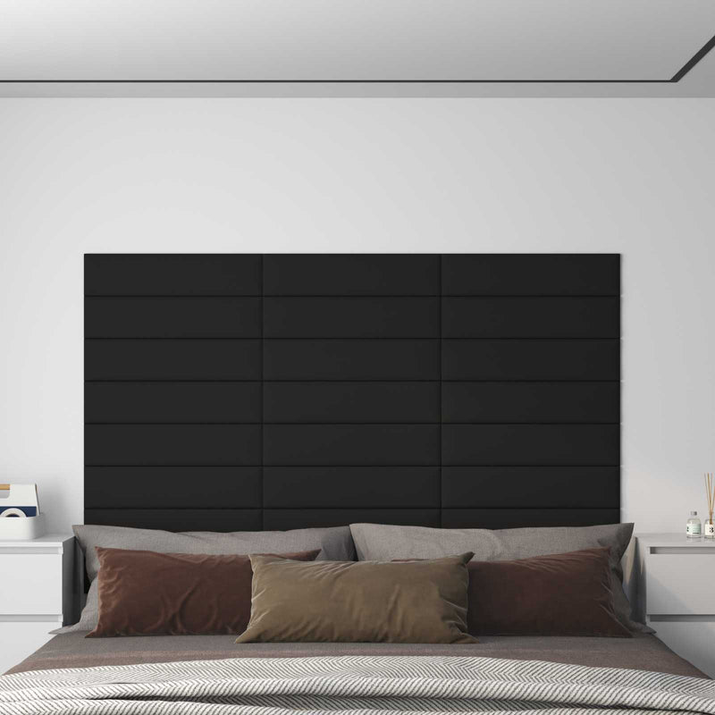 Tăblie de Pat pentru Perete 12 buc. 60 x 15 cm Negru țesătură