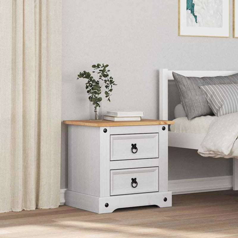Noptieră cu sertar Corona Alb 53 x 39 x 47 cm Lemn de pin masiv