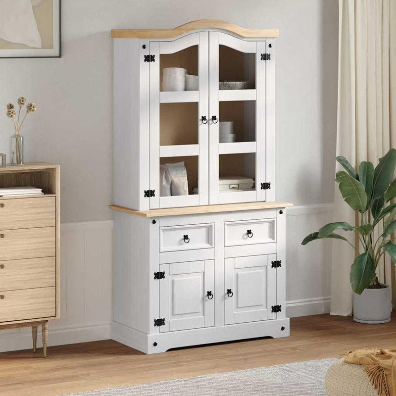 Bufet CORONA Alb 100 x 48,5 x 179 cm Lemn de pin masiv