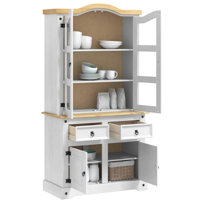 Bufet CORONA Alb 100 x 48,5 x 179 cm Lemn de pin masiv