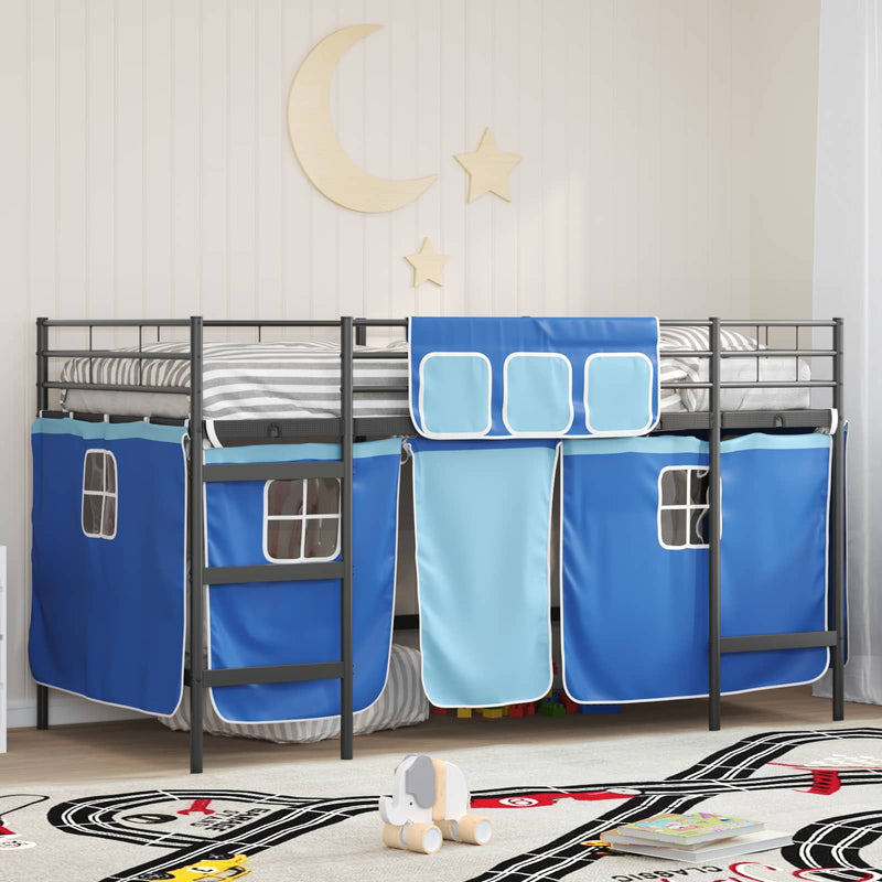 Cadru de pat supraetajat pentru copii cu perdele 90 x 200 cm