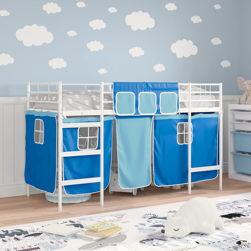 Cadru de pat supraetajat pentru copii cu perdele 75 x 190 cm