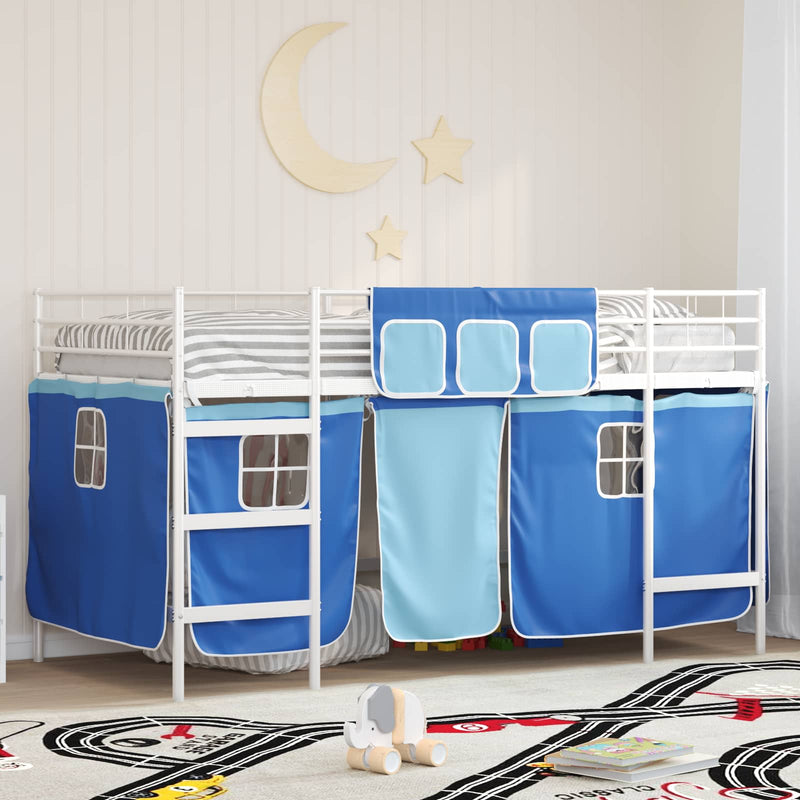 Cadru de pat supraetajat pentru copii cu perdele 80 x 200 cm