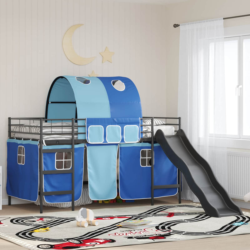 Cadru de pat supraetajat pentru copii cu perdele 80 x 200 cm