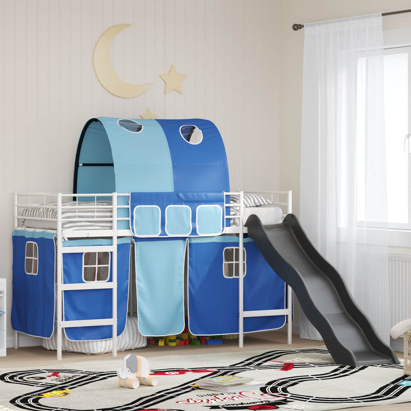 Cadru de pat supraetajat pentru copii cu perdele 90 x 190 cm