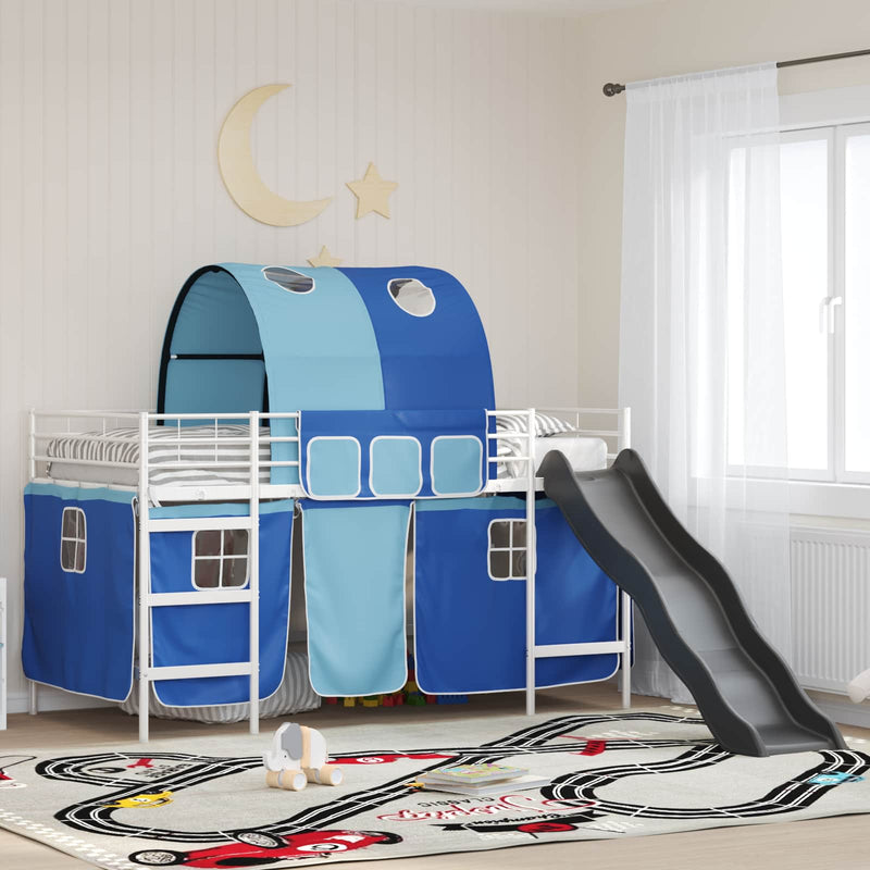 Cadru de pat supraetajat pentru copii cu perdele 107 x 203 cm