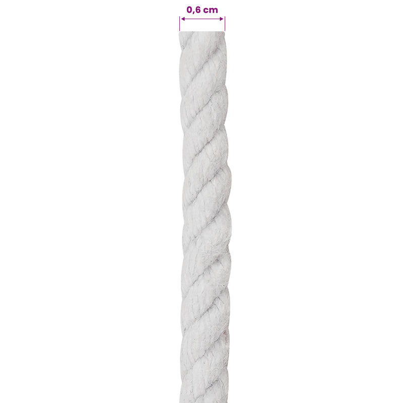 Sfoară din Bumbac 6 mm 25 m Alb 100% bumbac