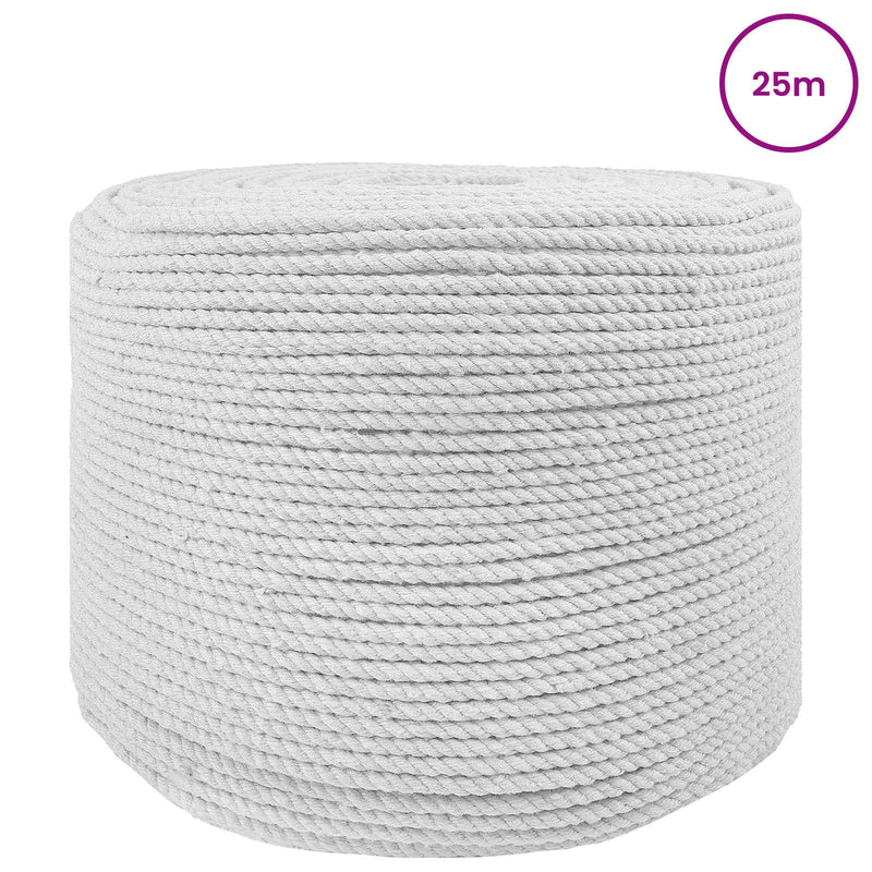 Sfoară din Bumbac 6 mm 25 m Alb 100% bumbac