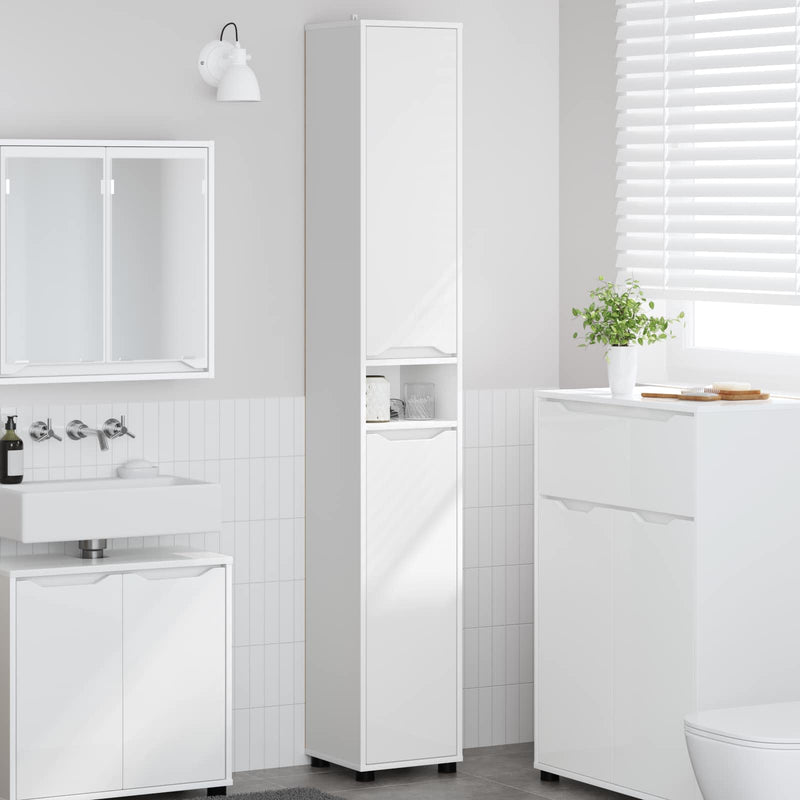 Dulap de Baie Alb 30,5 x 30 x 195 cm Lemn prelucrat