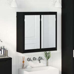 Dulap cu oglindă pentru baie Negru 60 x 20 x 60 cm