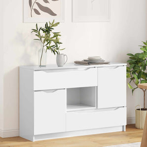 Bufet Alb lucios 100 x 30 x 65,6 Lemn prelucrat