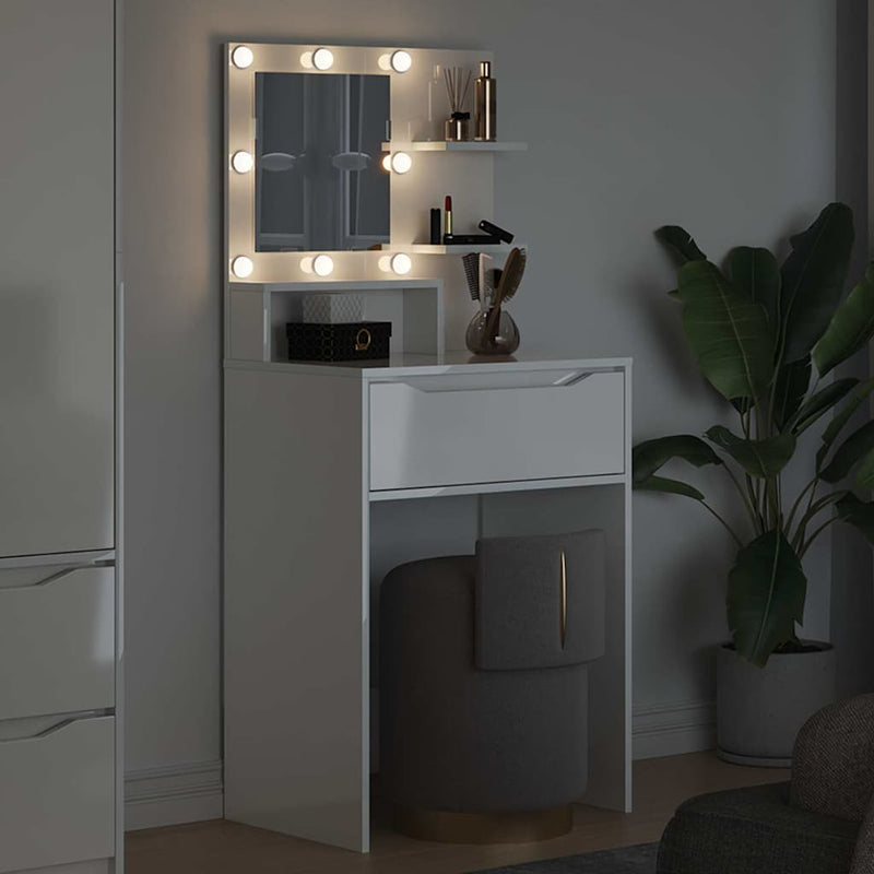 Mese de toaletă pentru dormitor Alb lucios 80 x 39,6 x 135 cm