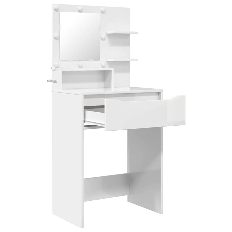 Mese de toaletă pentru dormitor Alb lucios 80 x 39,6 x 135 cm