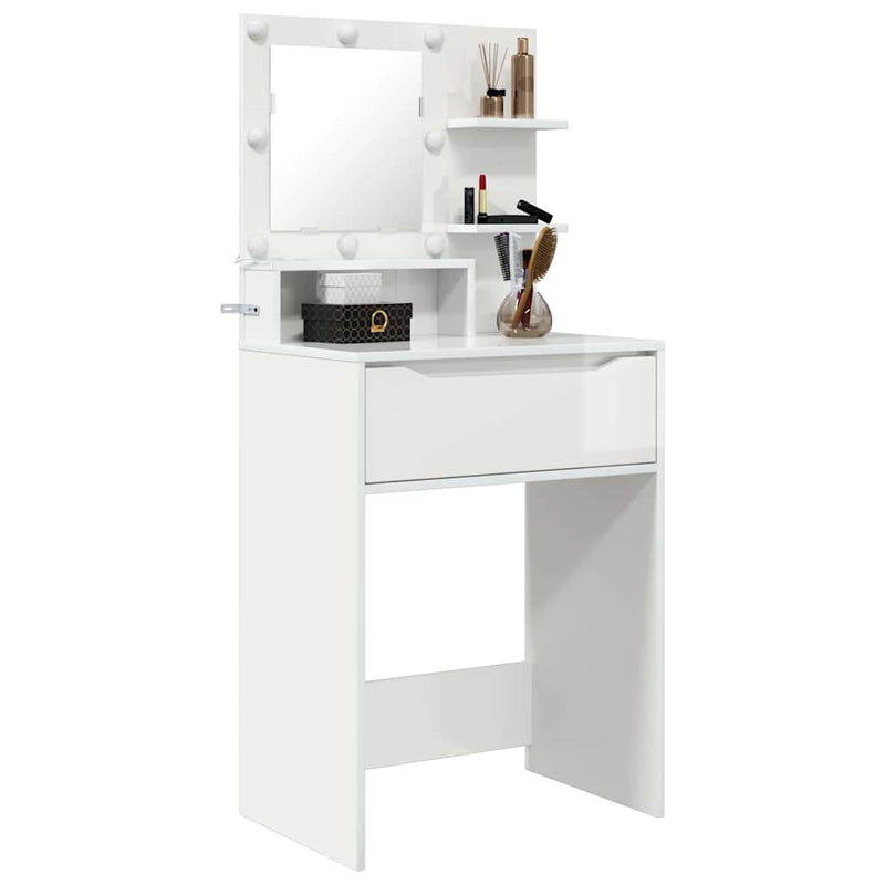 Mese de toaletă pentru dormitor Alb lucios 80 x 39,6 x 135 cm