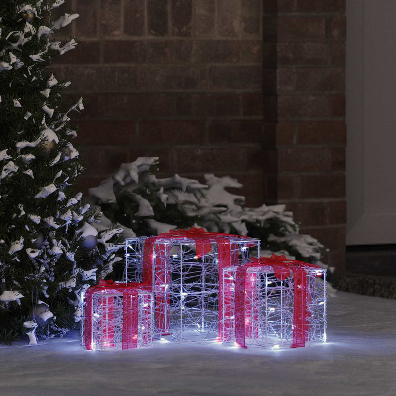 Cutie cadou 3 buc. 60 LED-uri Alb rece 20 x 20 x 20 cm Acril