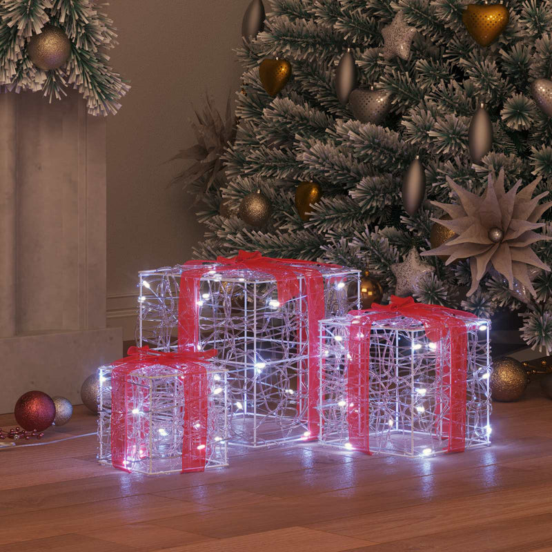 Cutie cadou 3 buc. 60 LED-uri Alb rece 20 x 20 x 20 cm Acril