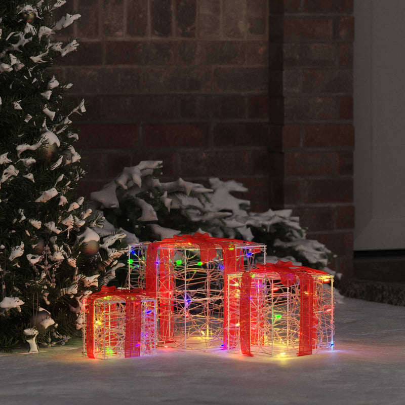Cutie cadou 3 buc. 60 LED-uri Multicolour 20 x 20 x 20 cm Acril