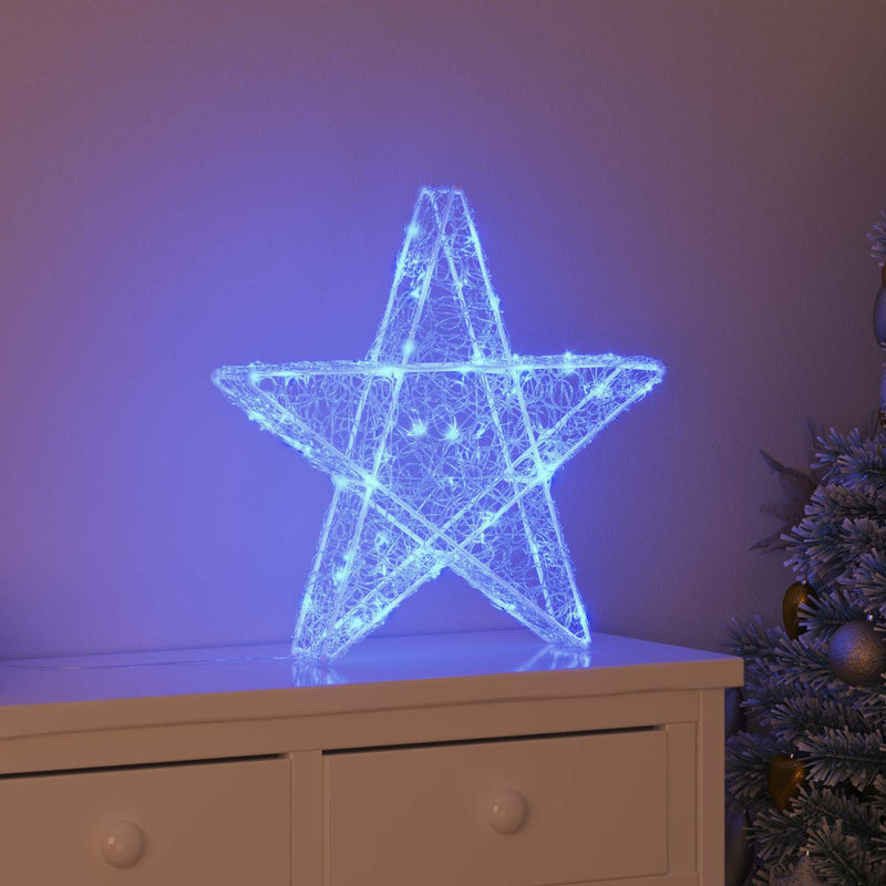 Stea 3D 50 LED-uri albastru 55 x 53.5 x 10 cm Acril