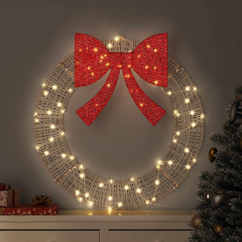 Coroană Alb cald 75 x 75 x 8 cm PET 60 LED-uri