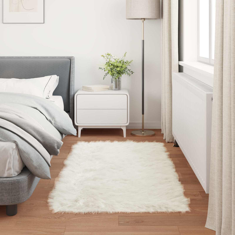 Covor din de oaie artificială TAFALLA Alb 60 x 110 cm Poliester