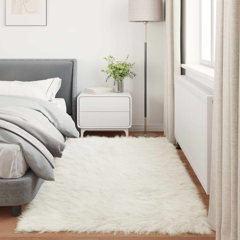 Covor din de oaie artificială TAFALLA Alb 80 x 200 cm Poliester