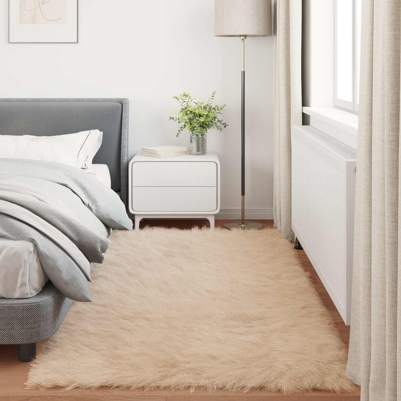 Covor din de oaie artificială TAFALLA Bej 80 x 200 cm Poliester