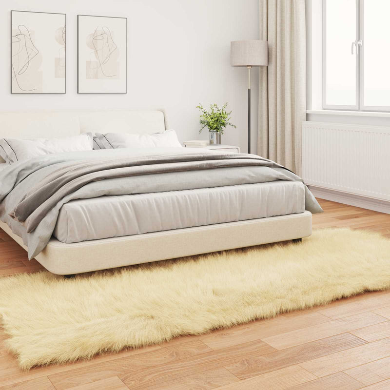Covor din de oaie artificială TAFALLA Crem 80 x 250 cm